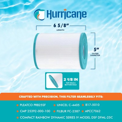  Hurricane 2 Pack HF4405-02 Advanced Spa Filter Cartridge For PRB25SF, Unicel C-4405, Filbur FC-2387, CMP 25392-000-100, Rainbow Dynamic Series IV