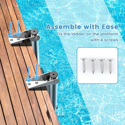  Costway 4-Step Telescoping Boat Ladder Folding Dock Ladder With Non-slip Steps