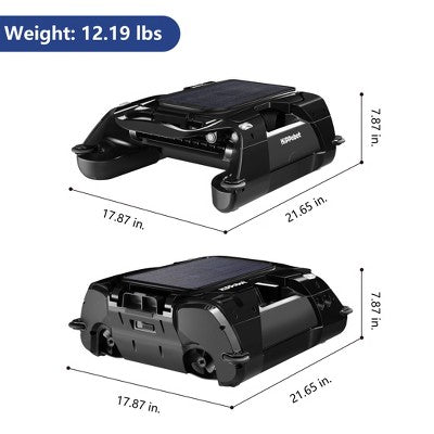  Decksplore Solar-Powered Surface Pool Skimmer Robot - Automatic Floating Cleaner For Leaves/Pollen (Black)