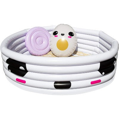  SCS Direct Aquamazing Large Inflatable Kiddie Pool - Cute Ramen Bowl Theme W Play Pillow Floats & Accessories -Measures 67" X 26" Family Sized