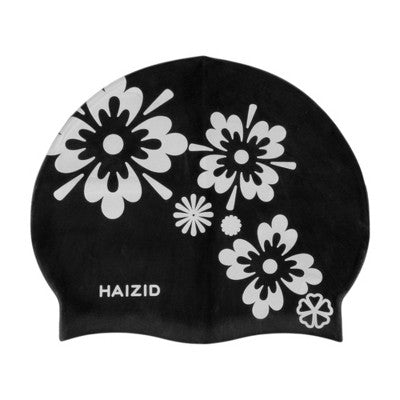  Unique Bargains Silicone Square Flower Pattern Waterproof Swim Cap 1 Pc