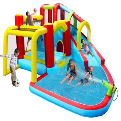  NAYSAYE Above Ground Pool Inflatable Water Park Slide Bounce House Multi Activity For Outdoor Use, Multicolor, 15.5"*15.30"*29.50"