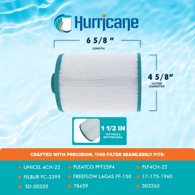  Hurricane 4 Pack HF4H22-01 Advanced Pool And Spa Filter Cartridge Replacement For PFF25P4, Unicel 4CH-22, Filbur FC-2399, White