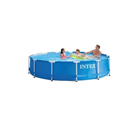  Intex 13' X 33" Metal Frame Above Ground Pool With Filter Pump: Steel Frame, Vinyl Liner, For Ages 6+