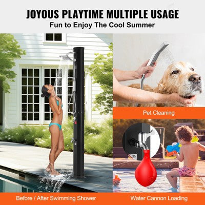  VEVOR Outdoor Solar Heated Shower, 10.57 Gallon Poolside Shower Kit With 2 Shower Head And Foot Shower Tap, Handheld/Hanging Two Modes Fast Assembly