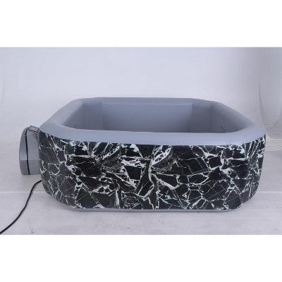  4 To 6 Person Inflatable Hot Tub – 82.7" Square Outdoor Spa With 105 Bubbling Jets, Wave Massage System, Marbleized Design