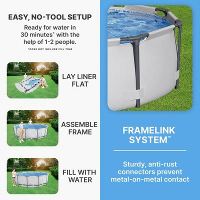  Bestway Steel Pro MAX Inch Round Metal Frame Above Ground Outdoor Backyard Swimming Pool Set With Filter Pump