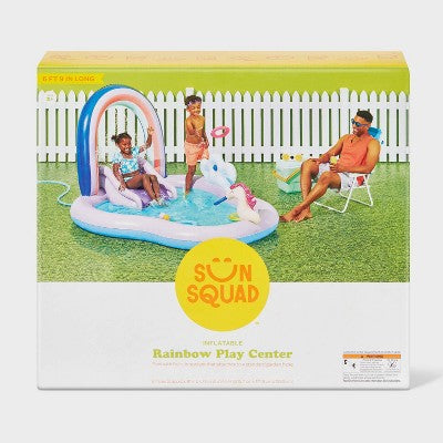  70'' X 92'' X 50'' Play Center Update 34 Gal Novelty Kiddie Pool Rainbow - Sun Squad™: Inflatable, Water Sprays