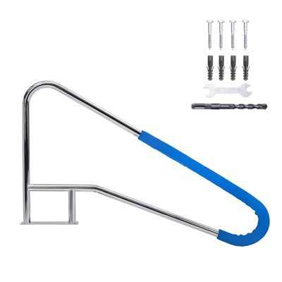  Pool Rails , Pool Handrails For Inground Pool 304 Stainless Steel Big Load Capacity Rustproof With Blue Grip Cover & Accessories
