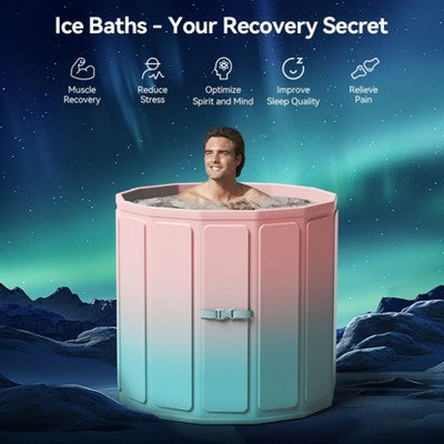  WARMOUNTS 77 Gallon Foldable Cold Plunge Tub With 5-Layer Insulation For Hot & Cold Therapy