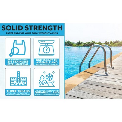  Poolzilla Salt-Friendly Stainless Steel Ladder For In-Ground Swimming Pools
