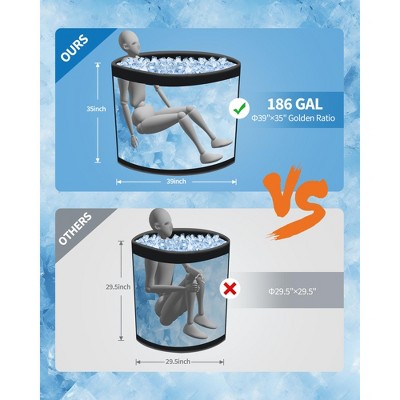  186-Gallon Ice Bath Tub For Athletes, Inflatable Cold Tub-Portable Cold Plunge With Insulated Lid, Fits Water Chillers,Black