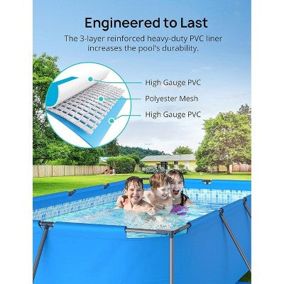  Evajoy EJ-HF047 Rectangular Metal Framed Swimming Pool Set 13ft X 7ft X 32in