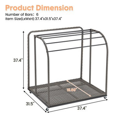  Garvee Towel Rack, 5 Bar Pool Towel Rack With Rattan Base, Outdoor Towel Rack, Storage Organizer With Compartment For Outdoor/Indoor