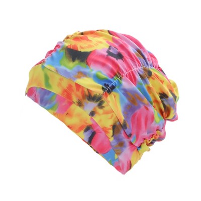  Unique Bargains Nylon Pleated Style Swimming Cap Rose Red Purple 1 Pc