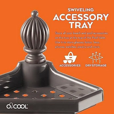  O2COOL Pool & Spa Valet, Adjustable Outdoor Pool & Patio Towel Holder