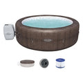 Bestway SaluSpa St Moritz AirJet Hot Tub With Set Of 2 Non Slip Pool And Spa Seats And 2 Padded Headrest Pillows With Adjustable Strap, Brown