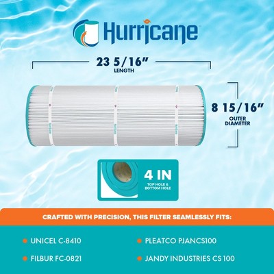  Hurricane Filters Replacement Spa Filter Cartridge For PJANCS100, Unicel C-8410, Filbur FC-0821, And Jandy Industries CS 100, White, 2 Pack