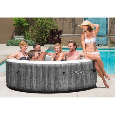  Intex 28441EP PureSpa Plus 6 Person Inflatable Hot Tub Jet Spa & Intex PureSpa Maintenance Accessory Kit With Curved Brush, Mesh Skimmer, And Scrubber