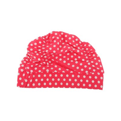  Unique Bargains Polyester Polka Dots Pattern Swim Cap 5.91"x9.25" Red White 1 Pc