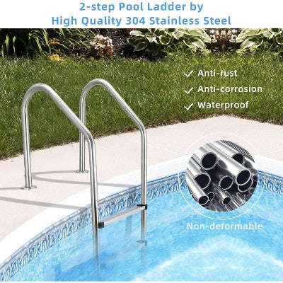  2/3/4/5 Step Inground Pool Ladder – 304 Stainless Steel Swimming Pool Steps With Non-Slip Treads, Heavy-Duty Ladde
