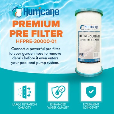  Hurricane PRE30000 Pre Fill Pool Filter Cartridge Replacement With Advanced Bond Filter And Optimal Waterflow For In Ground Pools, White