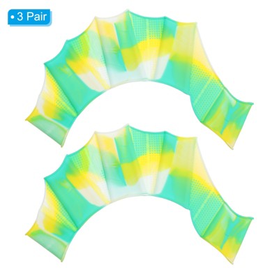  Unique Bargains Silicone Resistance Lightweight Aquatic Webbed Finger Frog Swimming Fins 3 Pairs
