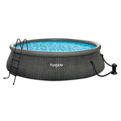  Funsicle QuickSet Round Inflatable Ring Top Outdoor Above Ground Swimming Pool Set With Pump And Cartridge Filter