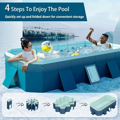  ELJGET 71/83/103/118in Foldable Pool, Non-Inflatable PVC Swimming Pool For Kids, Adults And Pets, Large Portable Kids Pool For Outdoor Backyard Garden