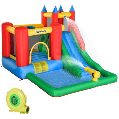  NAYSAYE Above Ground Pool Inflatable Kids Bounce House Water Slide Multi Activity For Backyard Fun, Multicolor, 130.00"*96.50"*84.75"