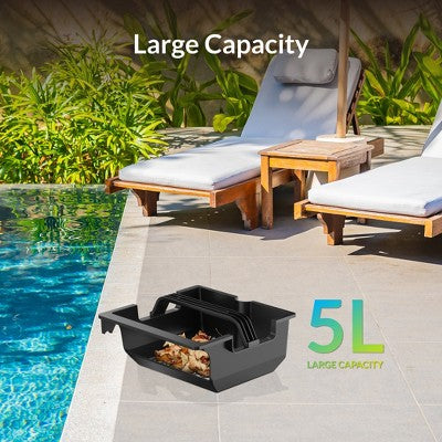  Decksplore Solar-Powered Surface Pool Skimmer Robot - Automatic Floating Cleaner For Leaves/Pollen (Black)