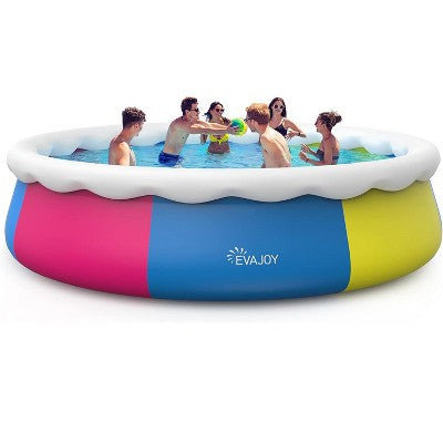  EVAJOY 15ft X 35in Inflatable Top Ring Swimming Pool Set With Pump Blue