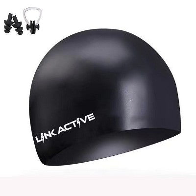  Link Active Adult Silicone Swim Cap Durable Comfortable BONUS EAR & NOSE PLUGS INCLUDED!!!