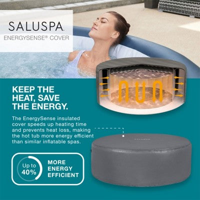  Bestway SaluSpa Milan AirJet Inflatable Hot Tub With EnergySense Cover, Blue + Bestway SaluSpa Underwater Non Slip Pool & Spa Seat (2 Pack)