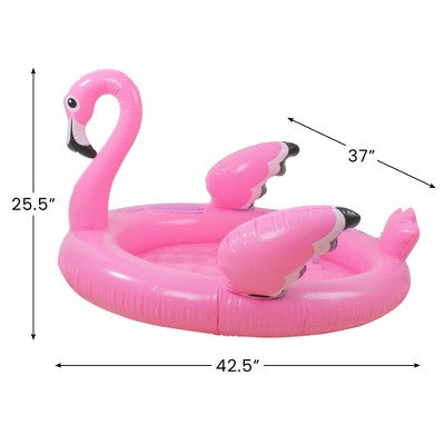  Pool Central 42.5" Inflatable Flamingo Round Children's Swimming Pool - Pink/White