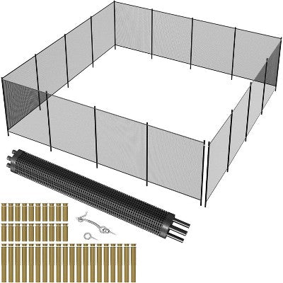  Temporary Pool Safety Fence – No-Drill Plastic Mesh Barrier For Inground/Above Ground Pools, Removable With Stainless Steel Legs
