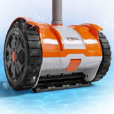  VINGLI Automatic Suction-Side Pool Vacuum Cleaner, Powerful Wall-Climbing Sweeper For Inground Pools, Includes 39.6ft Tangle-Free Hose (Blue&White)