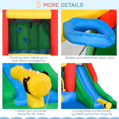  NAYSAYE Above Ground Pool Inflatable Kids Bounce House Water Slide Multi Activity For Backyard Fun, Multicolor, 130.00"*96.50"*84.75"