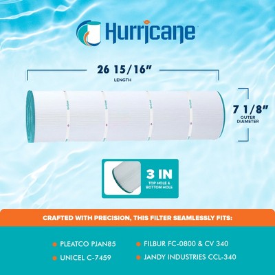  Hurricane 4 Pack HF7459-04 Advanced Pool Filter Cartridge Replacement For PJAN85, Unicel C-7459, Filbur FC-0800, Jandy Industries CCL-340,CV 340