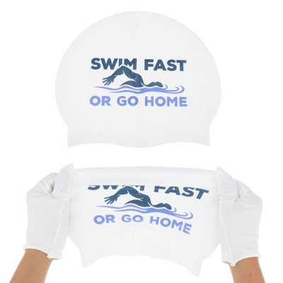  Unique Bargains Silicone Muscle Arm Pattern Waterproof Swim Cap White Black Blue 1 Pc