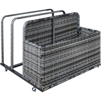  Double-Layer Poolside Float Storage Box With PE Rattan Design, Outdoor Rolling Pool Caddy For Patio, Durable Beach And Pool Storage Solution