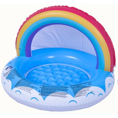  Pool Central 37" Inflatable Rainbow Canopy Baby Swimming Pool