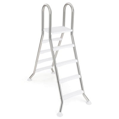  Costway 75.6" Above Ground Pool Ladder With Top Platform Non-slip Steps & Rounded Handrails