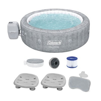  Coleman SaluSpa Sicily 180 Soothing AirJet Inflatable Hot Tub With 2 Pack Of Bestway SaluSpa Spa Seat And SaluSpa Padded Headrest Pillow