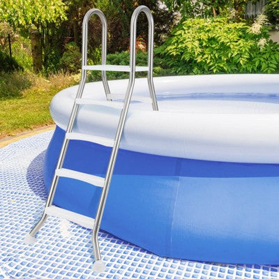  Costway 75.6" Above Ground Pool Ladder With Top Platform Non-slip Steps & Rounded Handrails