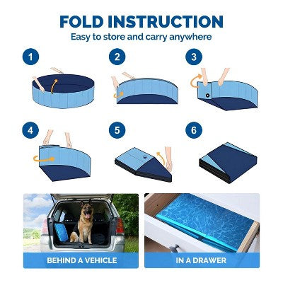 All For Paws Allforpaws Foldable Dog Pool, Dog Swimming Pool For Outdoor Summer , Blue