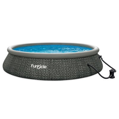 Funsicle QuickSet Round Inflatable Ring Top Outdoor Above Ground Swimming Pool Set With Pump And Cartridge Filter