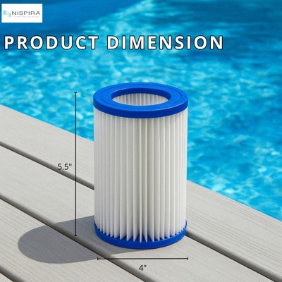  Nispira Pool Filter Replacement For Bestway Flowclear Hot Tubs Type II Cartridge Lay Z Spa Filter Pump 58094 530-800 Gal. | Pack Of 2