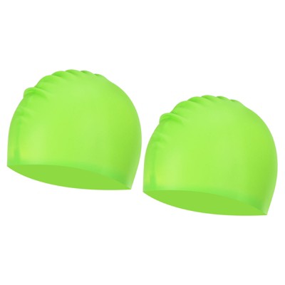  Unique Bargains Silicone Waterproof Non-Slip High-Stretch Swim Caps 2 Pcs