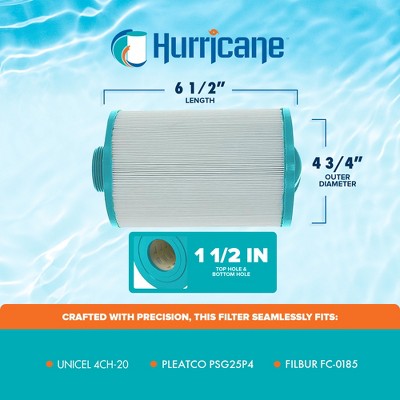  Hurricane 3 Pack HF4H20-01 Advanced Pool And Spa Filter Cartridge Replacement For PSG25P4, Unicel 4CH-20, Filbur FC-0185,White